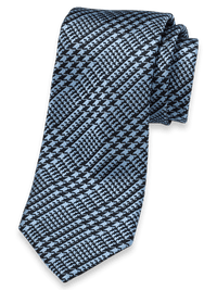 Plaid Woven Silk Tie - Blue