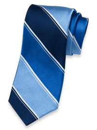 Stripe Woven Silk Tie - Blue