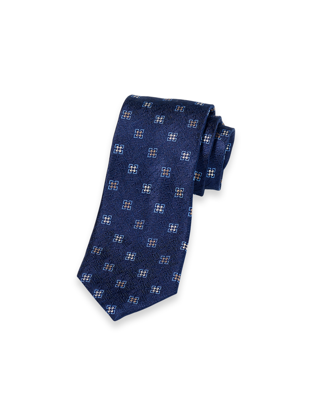 Product Image of Medallion Woven Silk Tie-Navy
