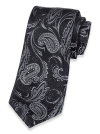 Paisley Woven Silk Tie - Black