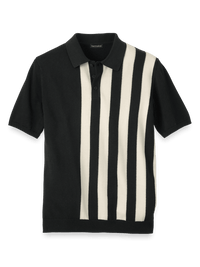 Cotton Three Button Polo - Black