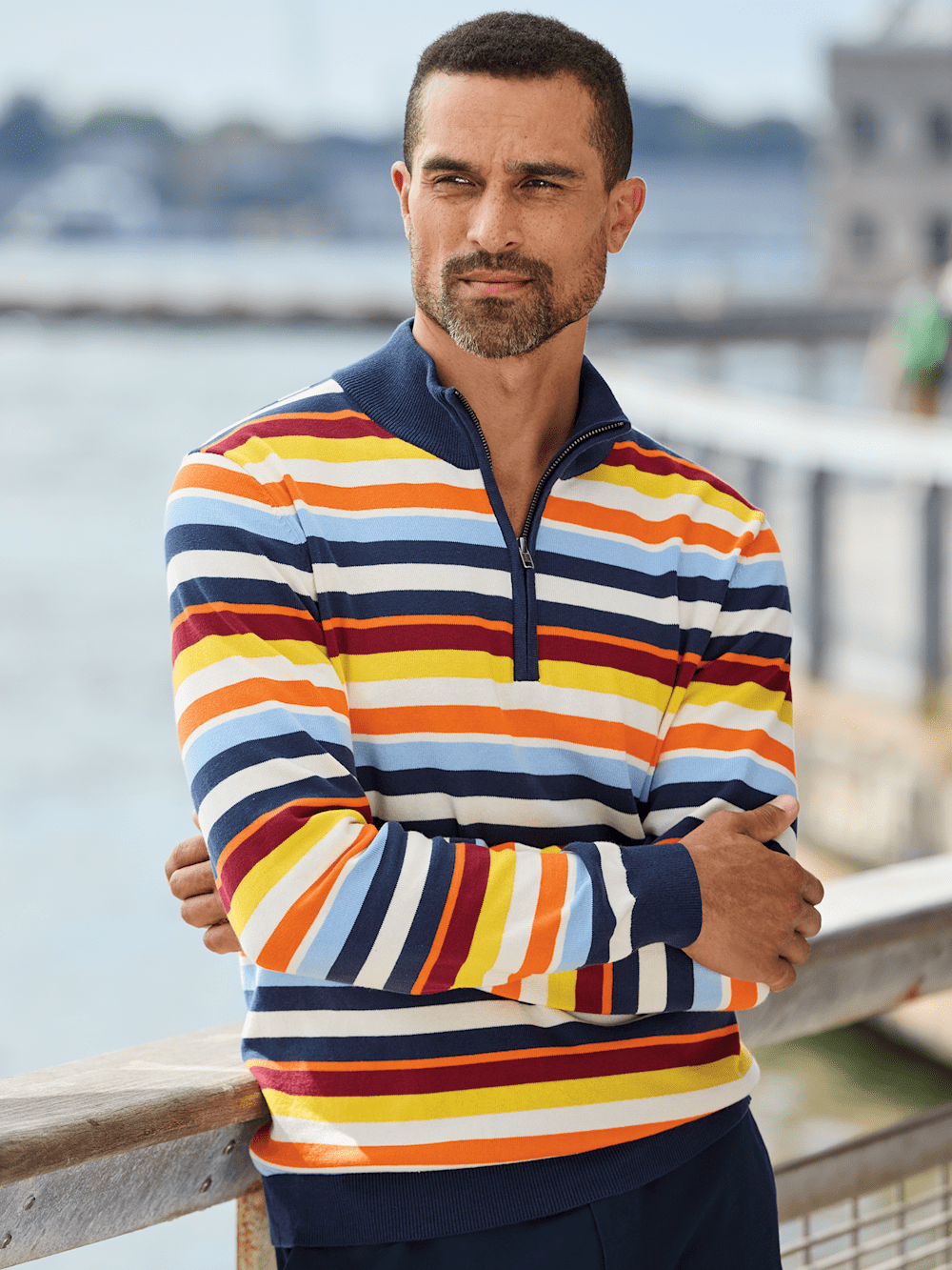 Alternate Image of Cotton Quarter Zip Mock Neck Sweater-6