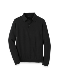 Supima Cotton Three Button Polo - Black