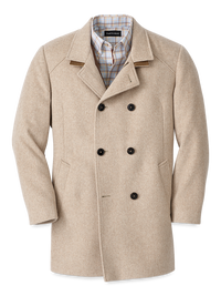 Wool Double Breasted Car Coat - Oatmeal