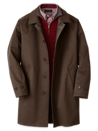 Wool / Cotton Stretch Reversible Plaid Trench Coat - Dark Brown/brown Plaid