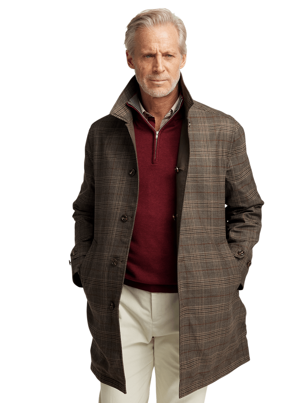 Alternate Image of Wool / Cotton Stretch Reversible Plaid Trench Coat-1