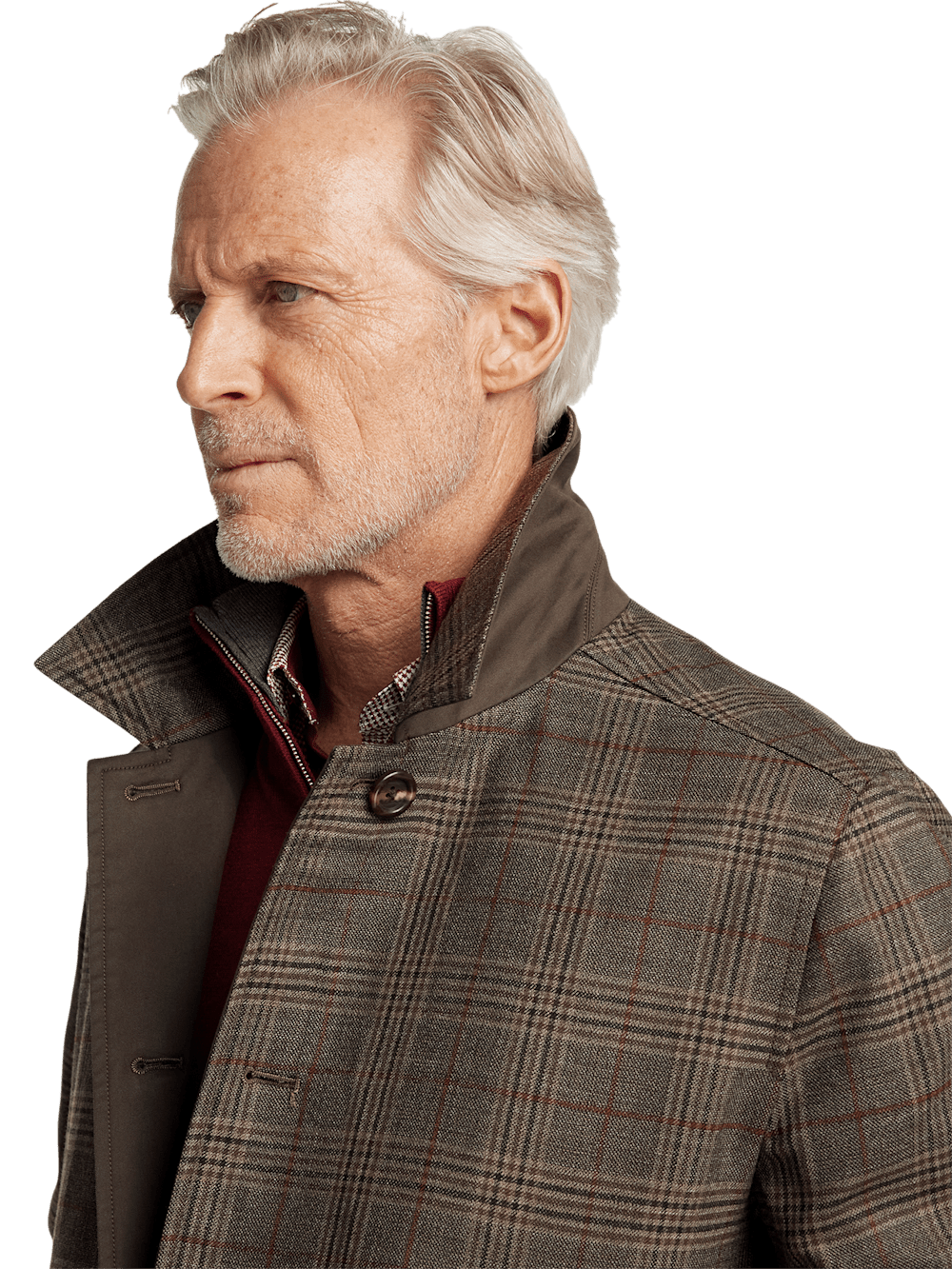 Alternate Image of Wool / Cotton Stretch Reversible Plaid Trench Coat-2