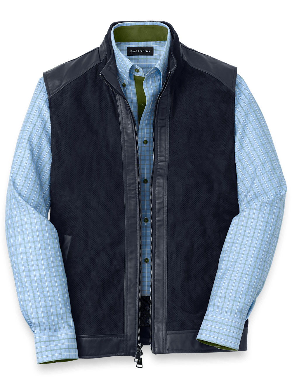 Product Image of Perforated Suede Vest-Navy