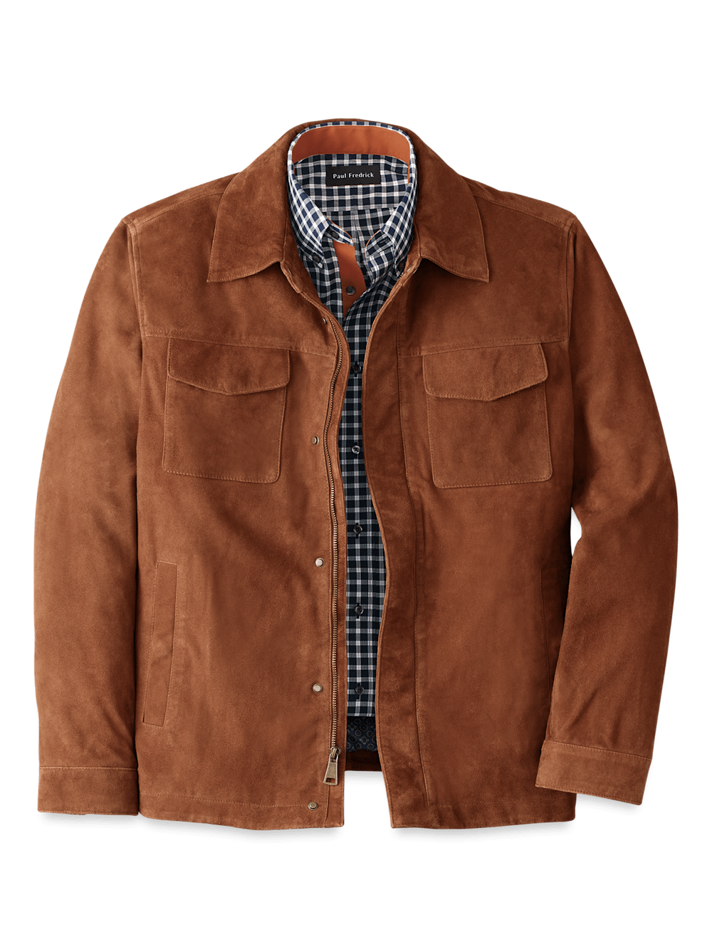 Product Image of Suede Bomber Jacket-Chestnut