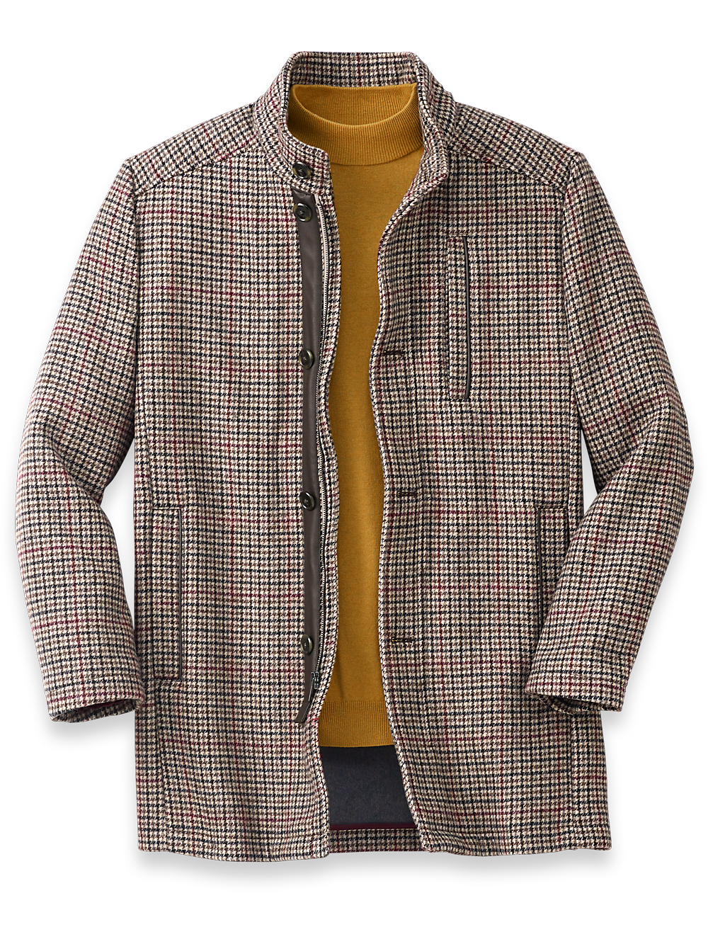 Product Image of Wool Blend Houndstooth Car Coat-Multi