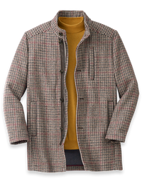 Wool Blend Houndstooth Car Coat - Multi