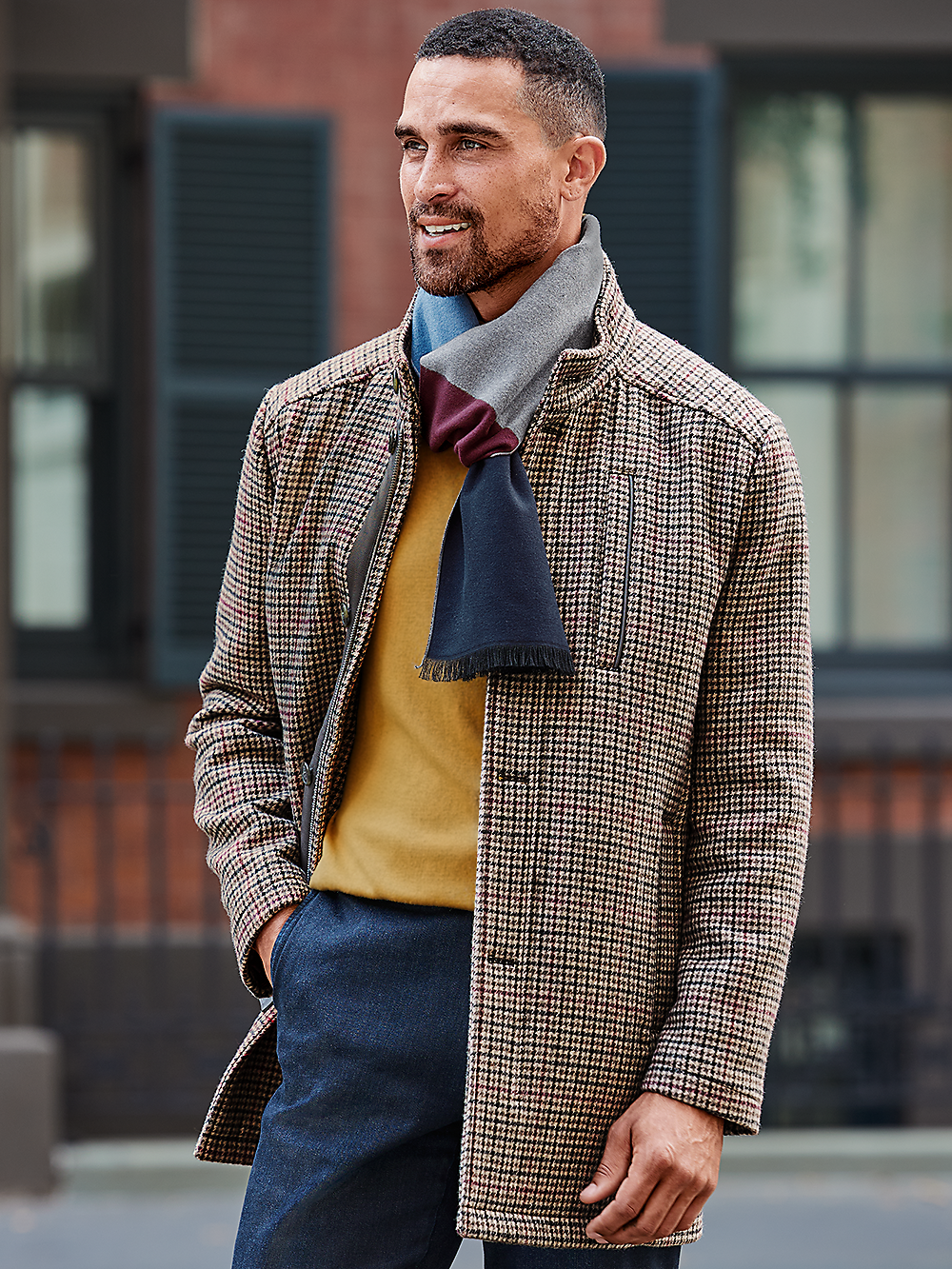 Alternate Image of Wool Blend Houndstooth Car Coat-1