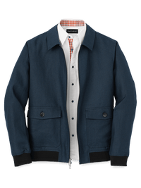 Linen Bomber Jacket - Blue