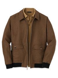 Linen Bomber Jacket - Light Brown