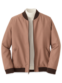 Microfiber Check Baseball Jacket - Burgundy/tan